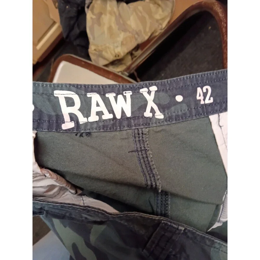 Raw X Mens Camo Cargo Shorts Size 42